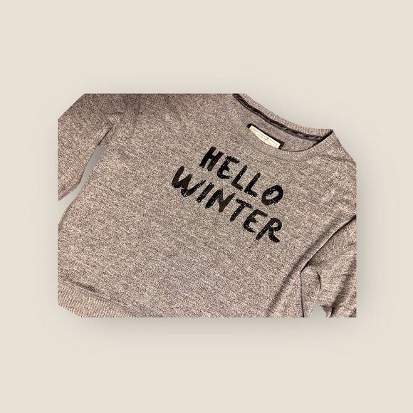 EGUC women's Abercrombie & Fitch "Hello Winter" gray sweater size Medium - Picture 3 of 3